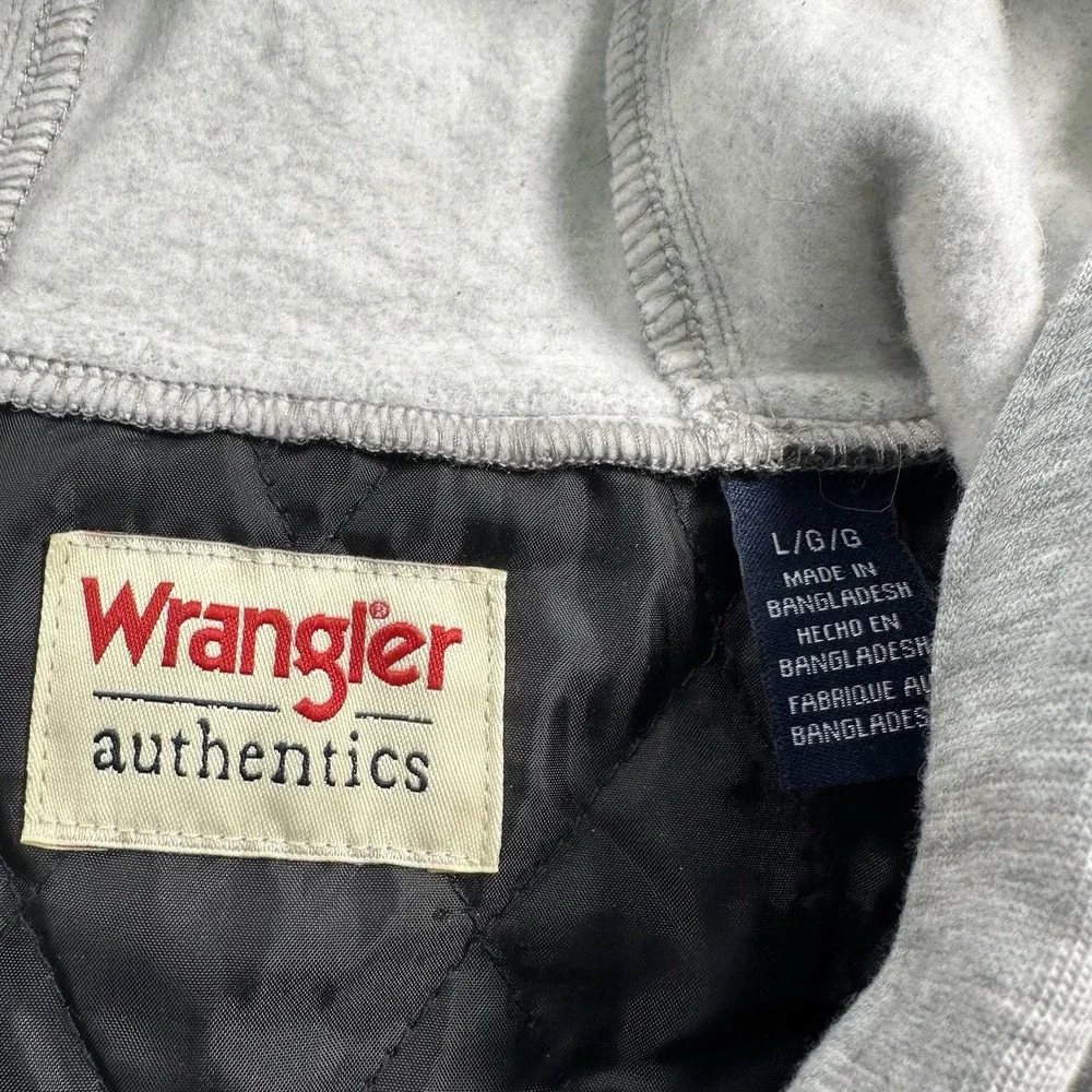 Wrangler Jacket Mens LARGE Red‎ Hooded Lined Flannel Shirt Shacket Side Pockets